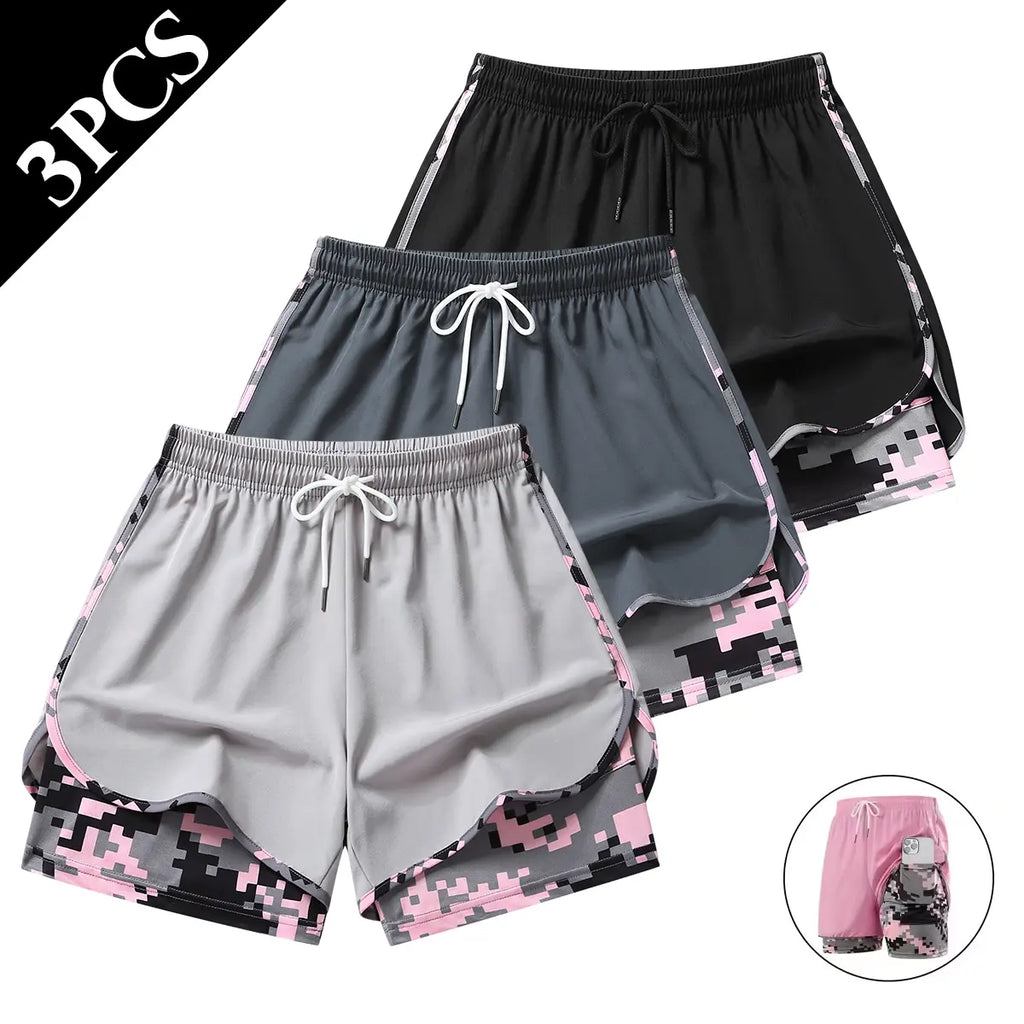 Elevate Your Summer Wardrobe with Our Set of 3 Women's Lightweight Camo Athletic Shorts – Perfect for Yoga, Cycling, and Beach Days!