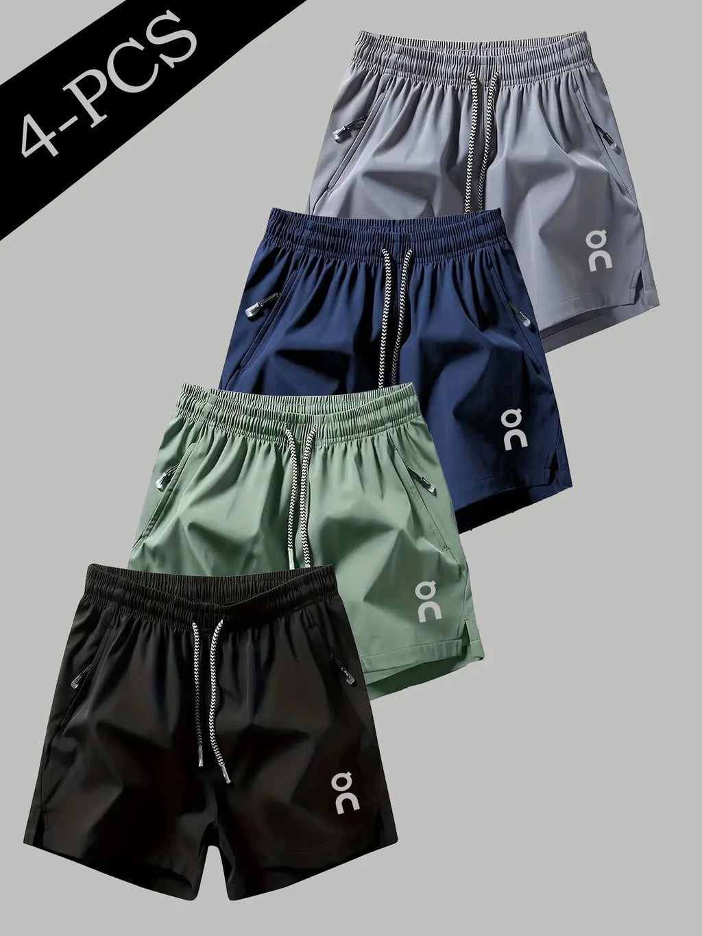 Men's Quick-Dry Cooling Athletic Shorts Set - 4-Piece with Zip Pockets for Maximum Comfort in Running, Gym & Everyday Use