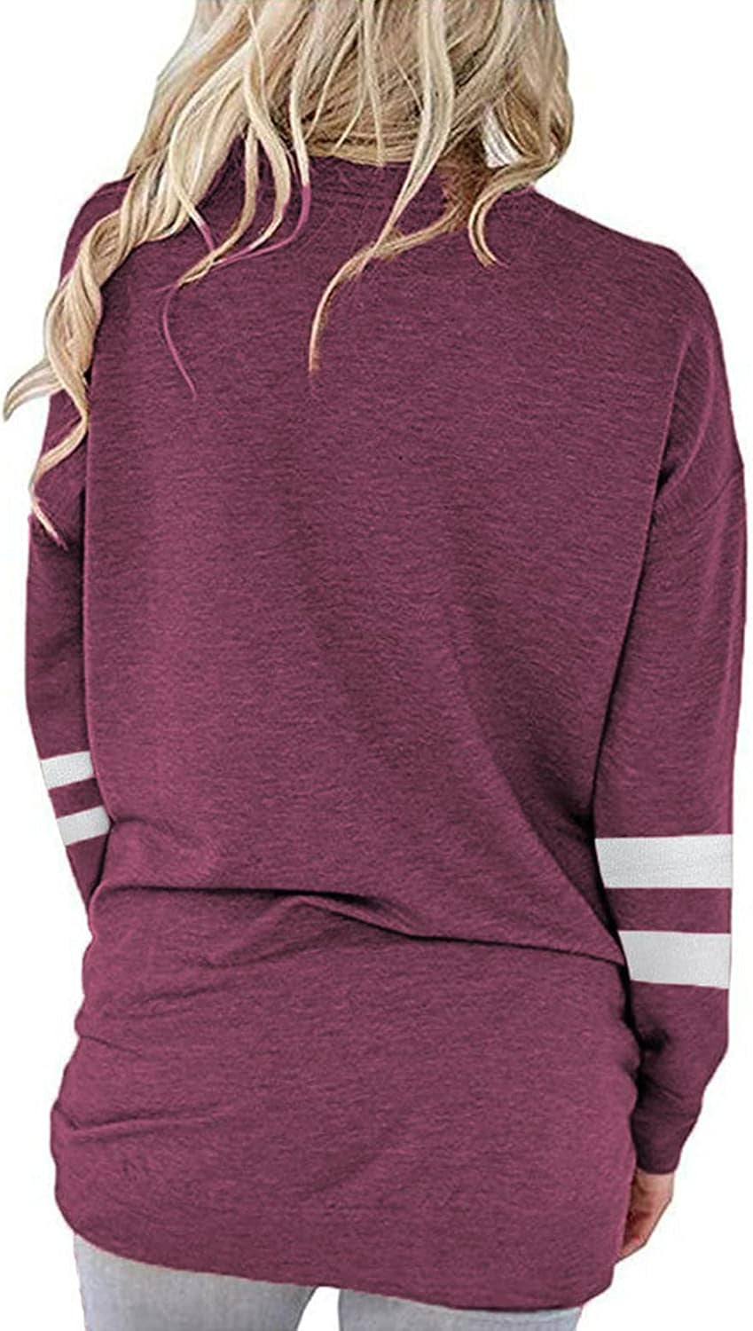 Chic Women's Long Sleeve Crewneck T-Shirt Tunic with Pockets - Casual Letter Print Sweatshirt