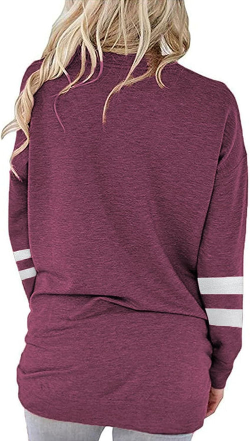Chic Women's Long Sleeve Crewneck T-Shirt Tunic with Pockets - Casual Letter Print Sweatshirt