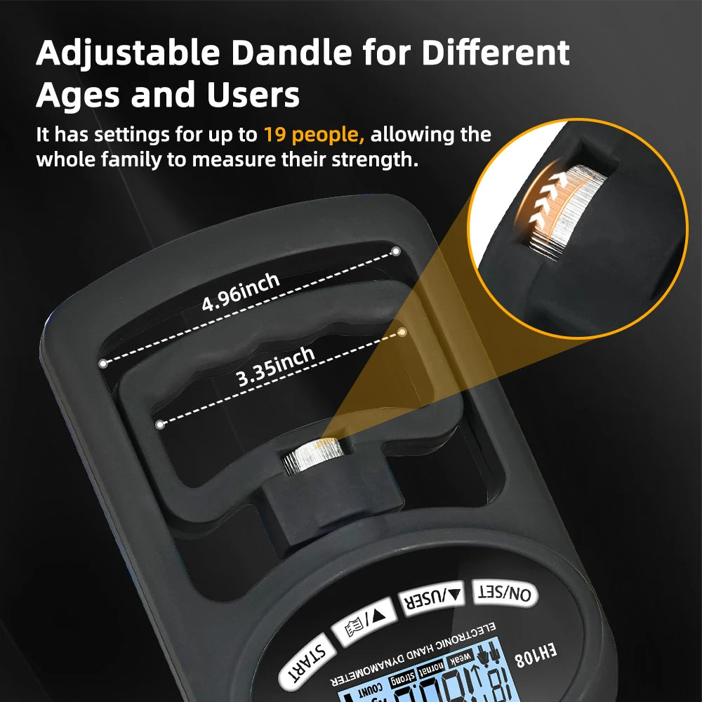 Digital Grip Strength Tester - 265Lbs/120Kg LCD Hand Dynamometer for Power Training and Sports - USB Rechargeable