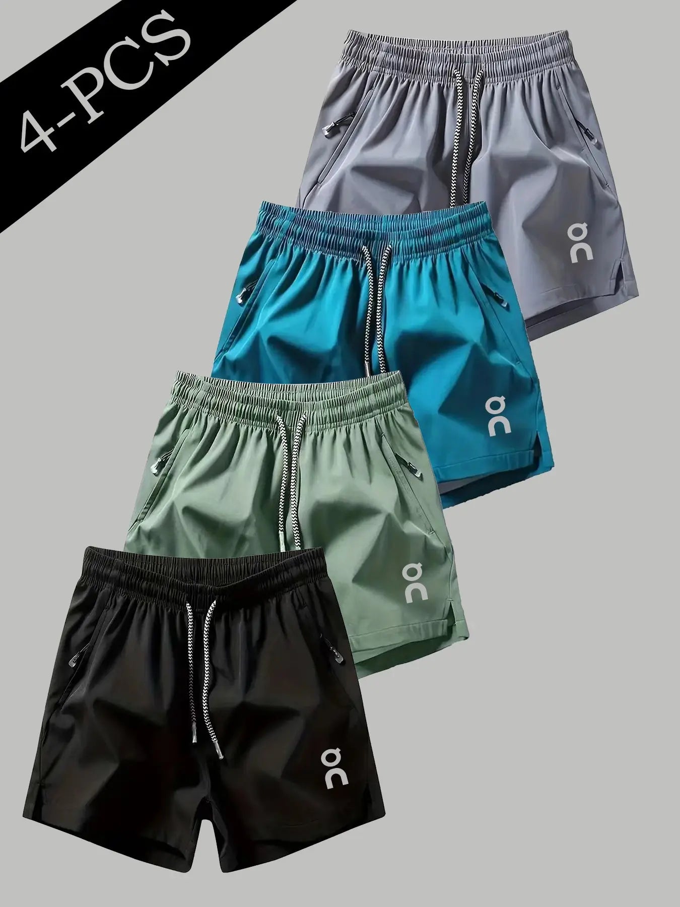 Men's Quick-Dry Cooling Athletic Shorts Set - 4-Piece with Zip Pockets for Maximum Comfort in Running, Gym & Everyday Use