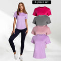 Transform Your Fitness Routine with the Timeoff 4-Piece Women's Sports Tee Set - Slim Fit Round Neck Gym Shirts Perfect for Yoga and Workouts