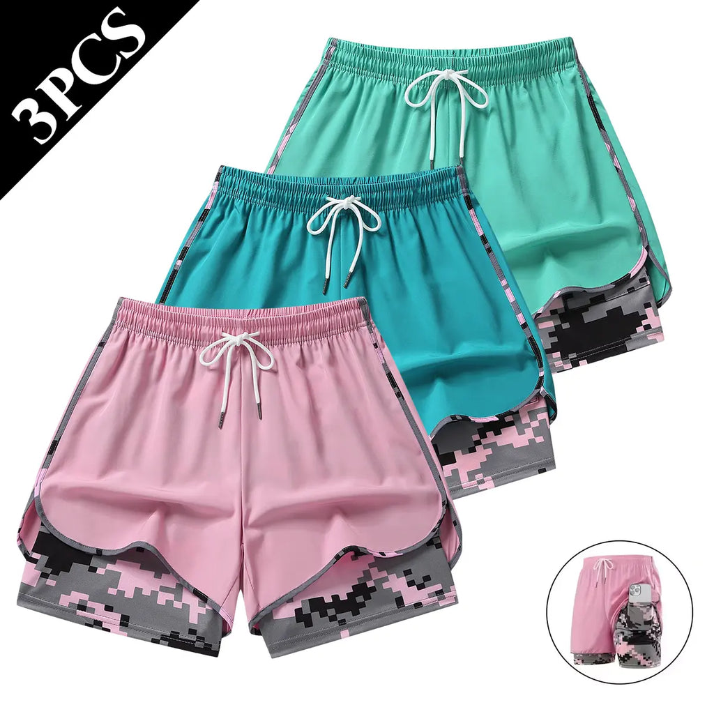 Elevate Your Summer Wardrobe with Our Set of 3 Women's Lightweight Camo Athletic Shorts – Perfect for Yoga, Cycling, and Beach Days!
